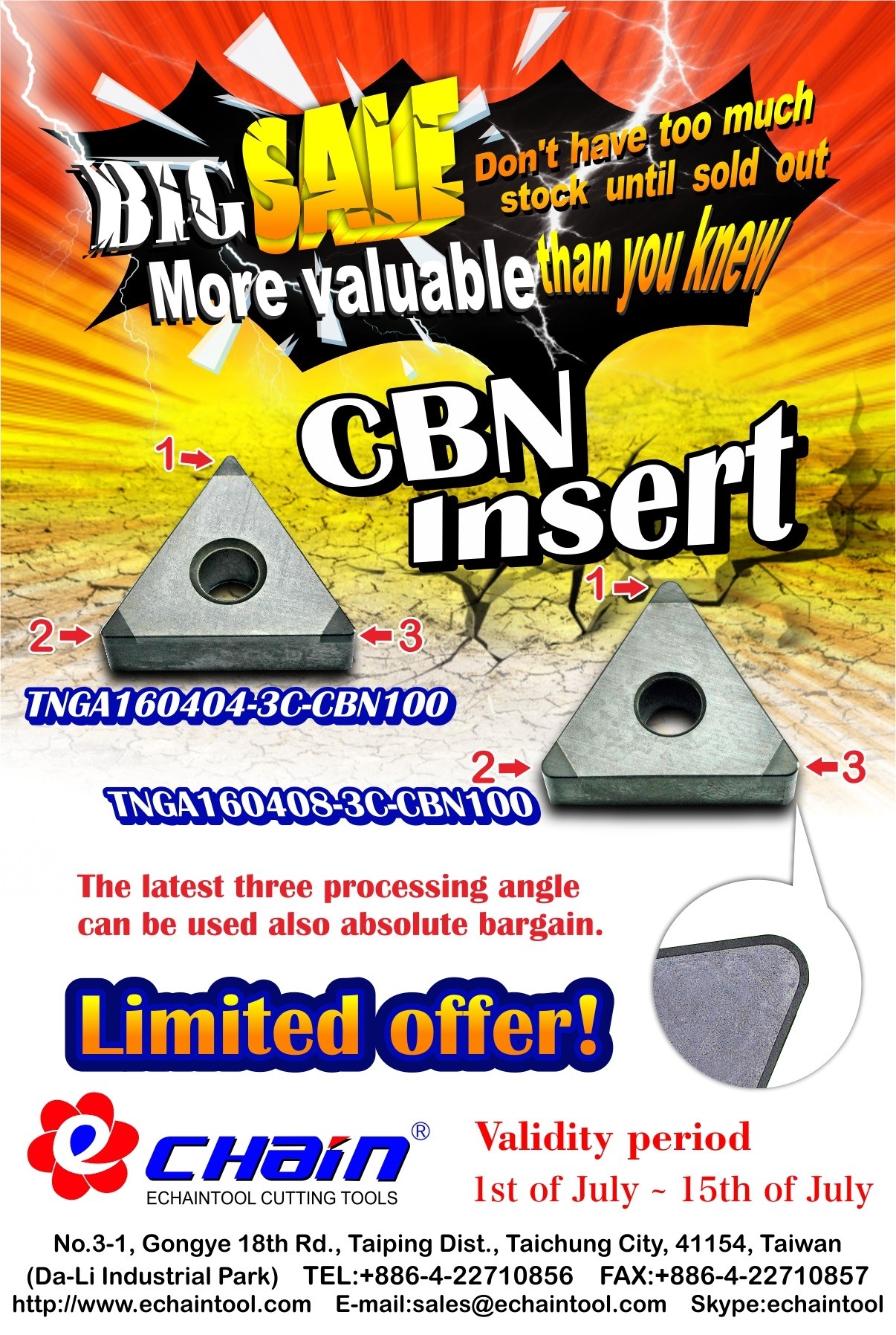 CNB inserts made in Taiwan for hard metal turning