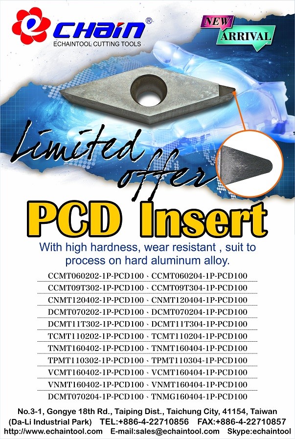 PCD inserts made in Taiwan for hard metal turning