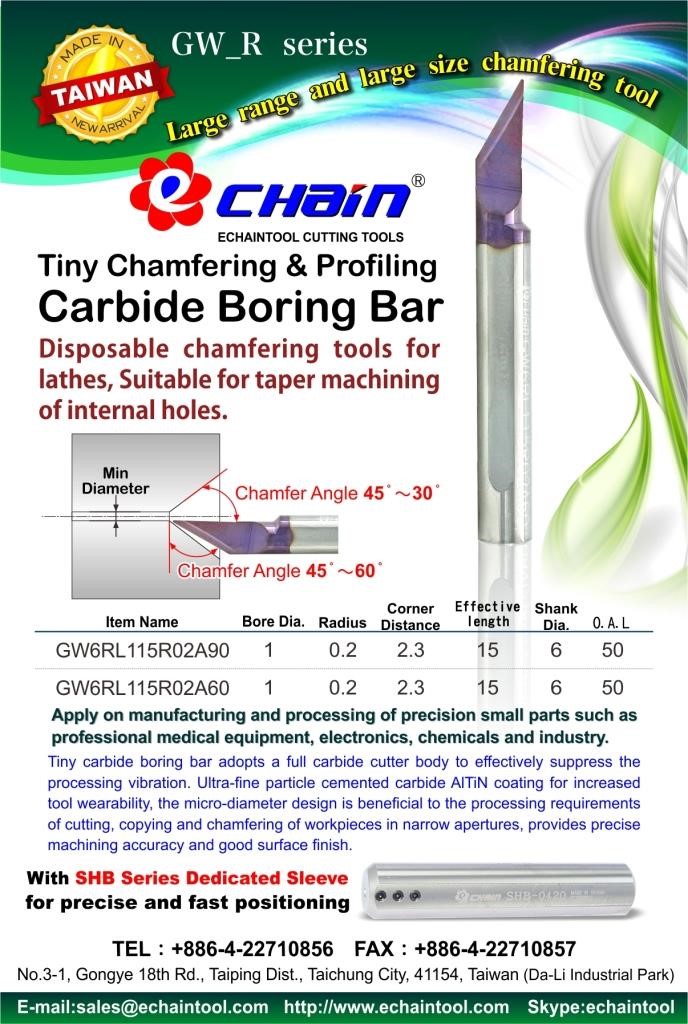 Tiny Chamfering and Profiling Carbide Boring Bar GW_R Series