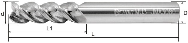 MU3-JMA3000 For aluminum alloy 3 flutes rounded land triple edge end mill