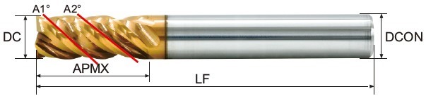 Round land Unequal Spiral Unequal Division 4 Flutes Carbide End Mill MUH-IEM4000