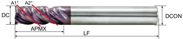 Round land Unequal Spiral Unequal Division 4 Flutes Carbide End Mill MUH-IGM4000