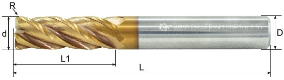 Unequal Division & Unequal Helix Angle Without Rounded Land 4 Flutes Corner Radius Carbide End Mill PH-FPR 4000